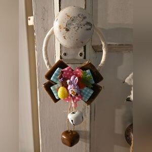 Easter Door Hanger Doorknob Gnome Bunny Ribbon Easter Egg Chocolate Bunny OOAK
